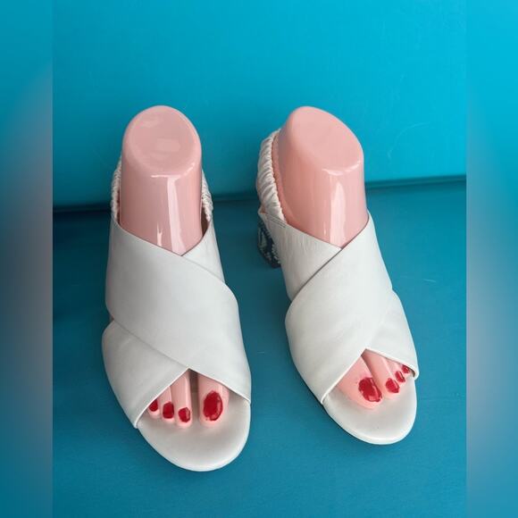 Cole Haan Grand Series Anastasia City White Criss Cross Snake Skin Heels 8B - Picture 2 of 7